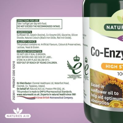 Natures Aid Co-Q-10 100mg (Co Enzyme Q10) 90 Softgels