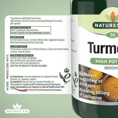 Natures Aid Turmeric 8200mg (High Potency) 60 Capsules