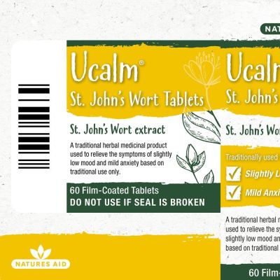 Natures Aid UCalm 300mg (Equivalent 1500mg-2100mg of St Johns Wort Herb) 60 Tablets