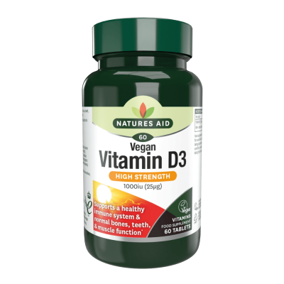 Natures Aid Vegan Vitamin D3 1000iu (25ug) 60 Tablets