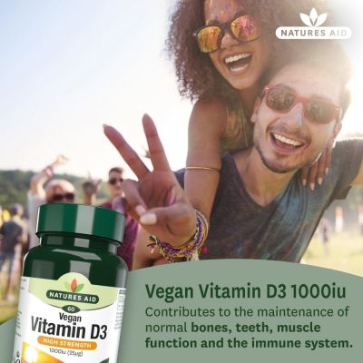 Natures Aid Vegan Vitamin D3 1000iu (25ug) 60 Tablets