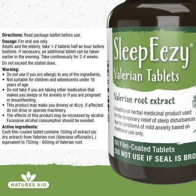 Natures Aid SleepEezy 150mg (Equivalent 750mg - 900mg of Valerian root) 60 Tablets