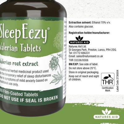 Natures Aid SleepEezy 150mg (Equivalent 750mg - 900mg of Valerian root) 60 Tablets