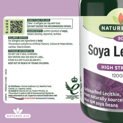 Natures Aid Soya Lecithin 1200mg 90 Softgels