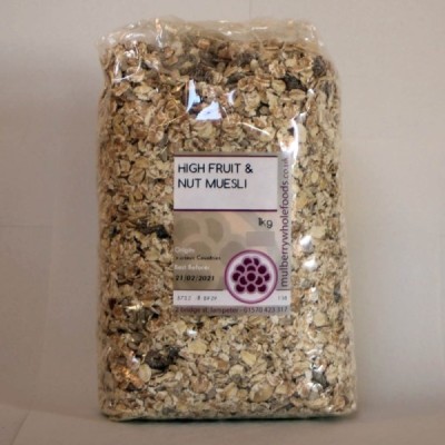 Buy Mulberry Bush Wholefoods High Fruit & Nut Muesli 1kg Dried Muesli Online − UK Supplier