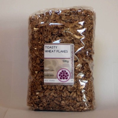 Buy Mulberry Bush Wholefoods Toasty Wheat Flakes 500g Dried Cereals Online − UK Supplier