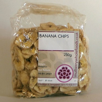 Buy Mulberry Bush Wholefoods Banana Chips 250g Dried Fruit Online − UK Supplier