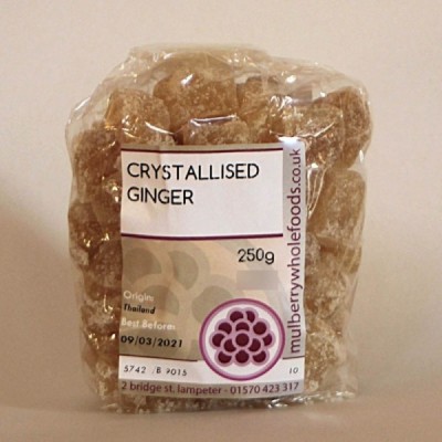 Buy Mulberry Bush Wholefoods Crystallised Ginger 250g Dried Fruit Online − UK Supplier