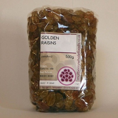 Buy Mulberry Bush Wholefoods Golden Raisins 500g Dried Fruit Online − UK Supplier