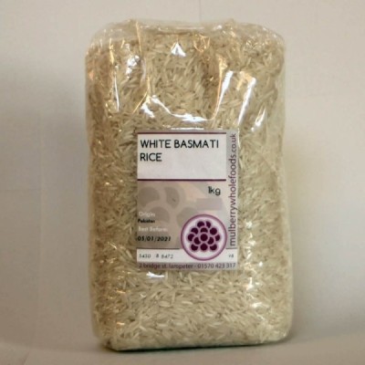 Buy Mulberry Bush Wholefoods White Basmati Rice 1kg Dried Grains Online − UK Supplier